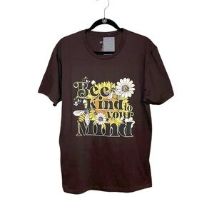 Graphic Short Sleeve Chocolate Brown & Yellow T Shirt 100% Cotton  Size: Medium